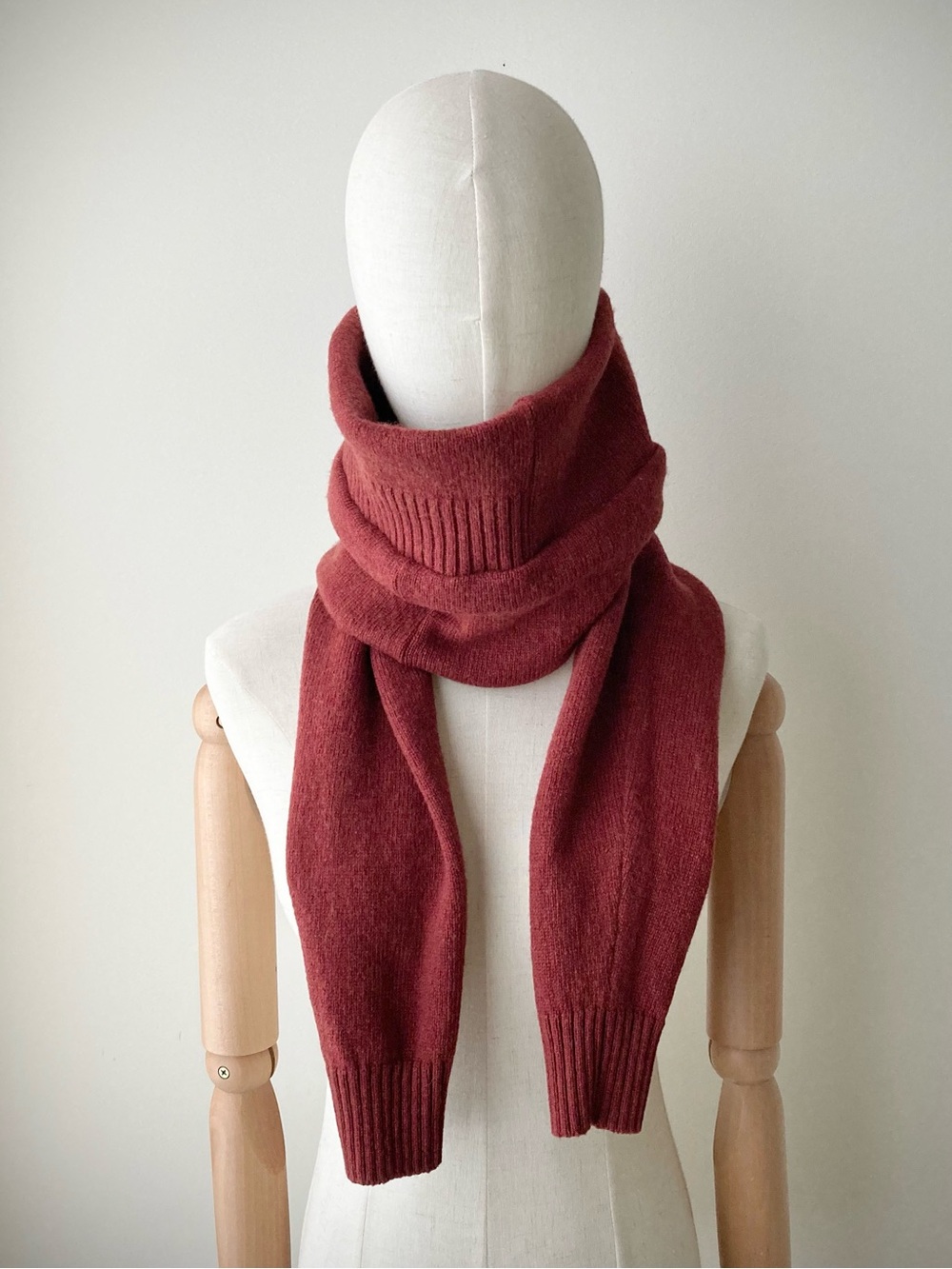 joodito 100% wool wrap sweater scar neck warmer preppy tie m burgundy dark red